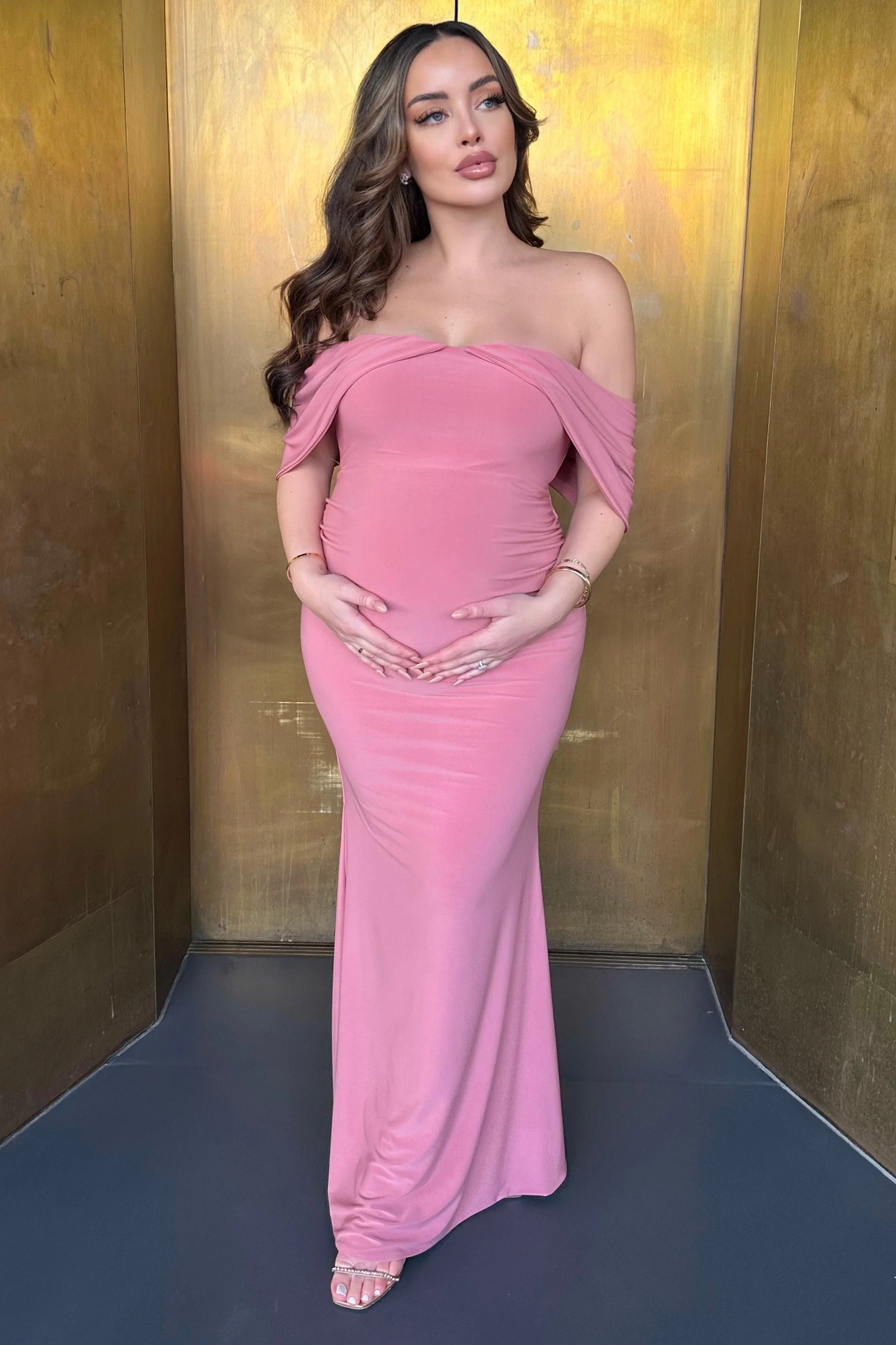 25484-asha-blush-pink-draped-sleeve-bardot-maternity-maxi-dress-1.webp