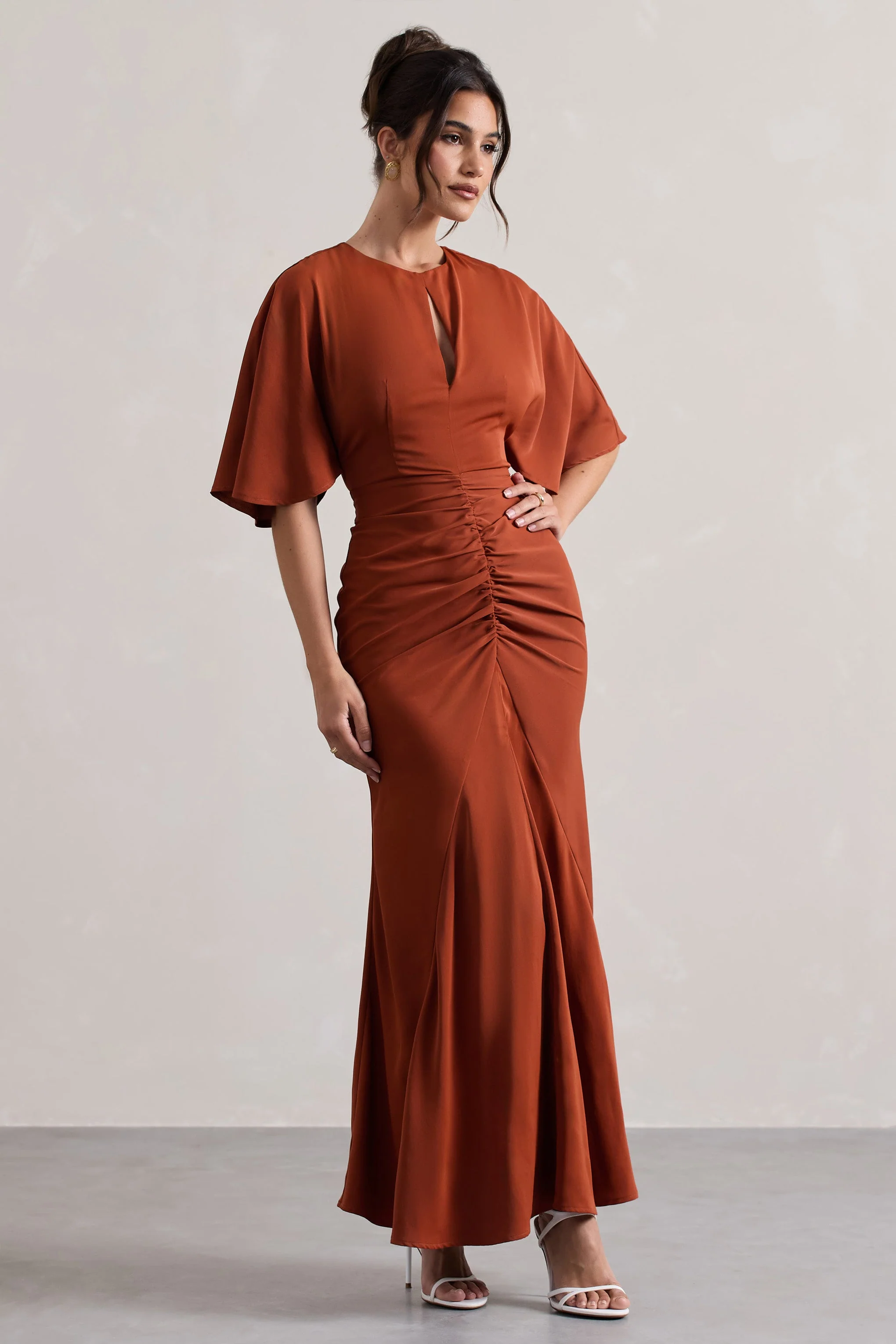 2616-elidy-terracotta-ruched-flutter-sleeve-cut-out-maxi-dress-1.webp