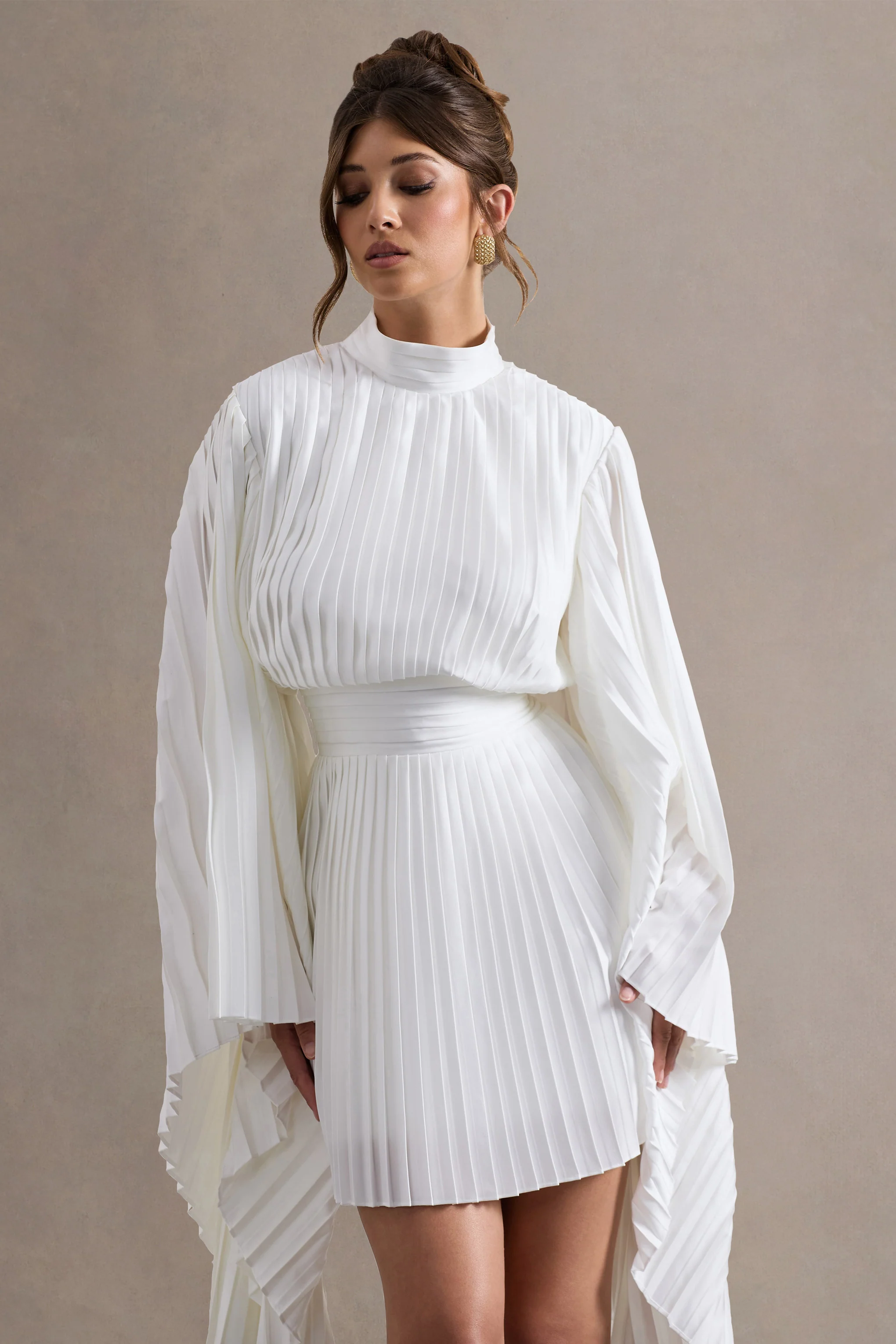 3811-charity-white-pleated-high-neck-mini-dress-with-cape-sleeves-1.webp