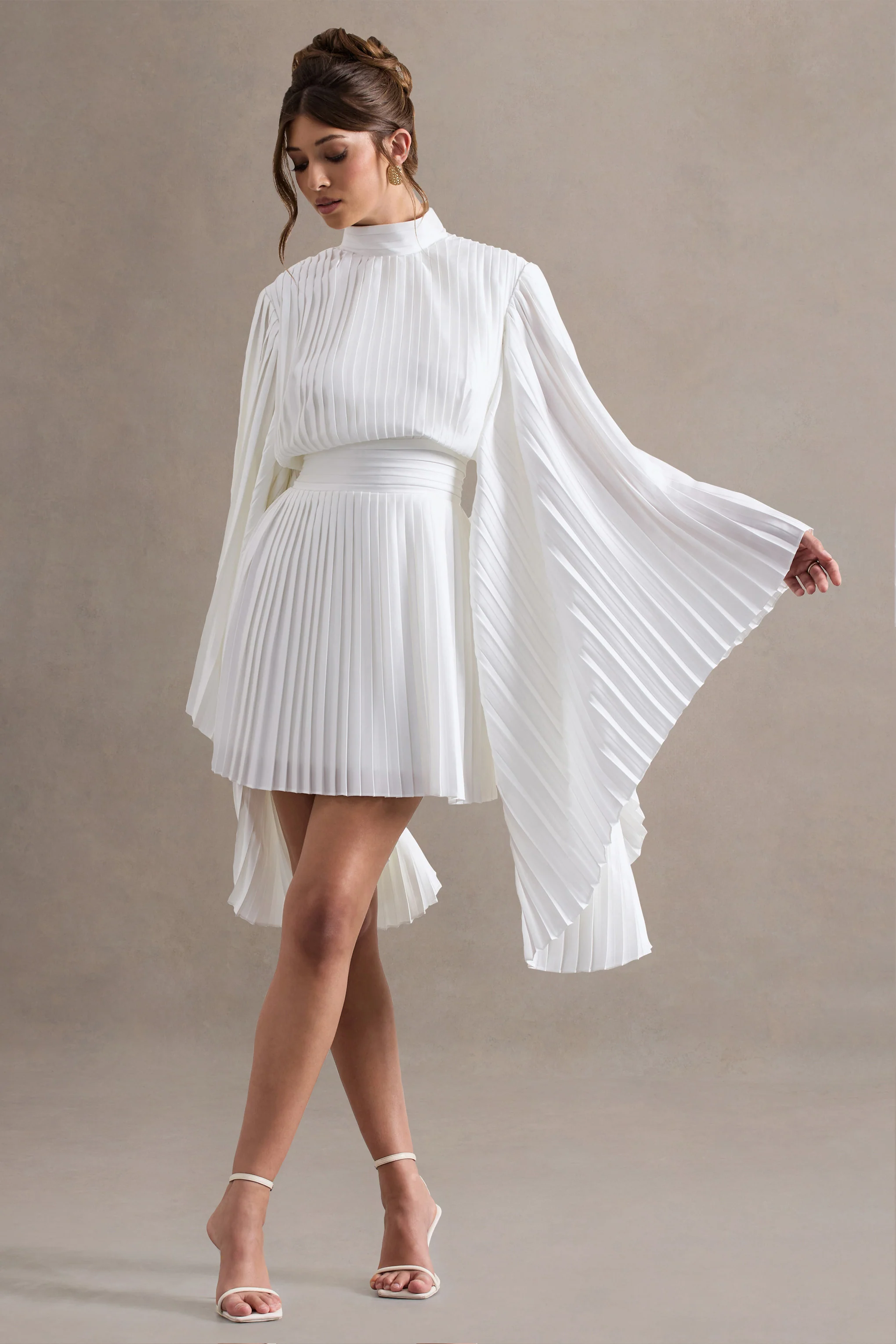 3811-charity-white-pleated-high-neck-mini-dress-with-cape-sleeves-1.webp