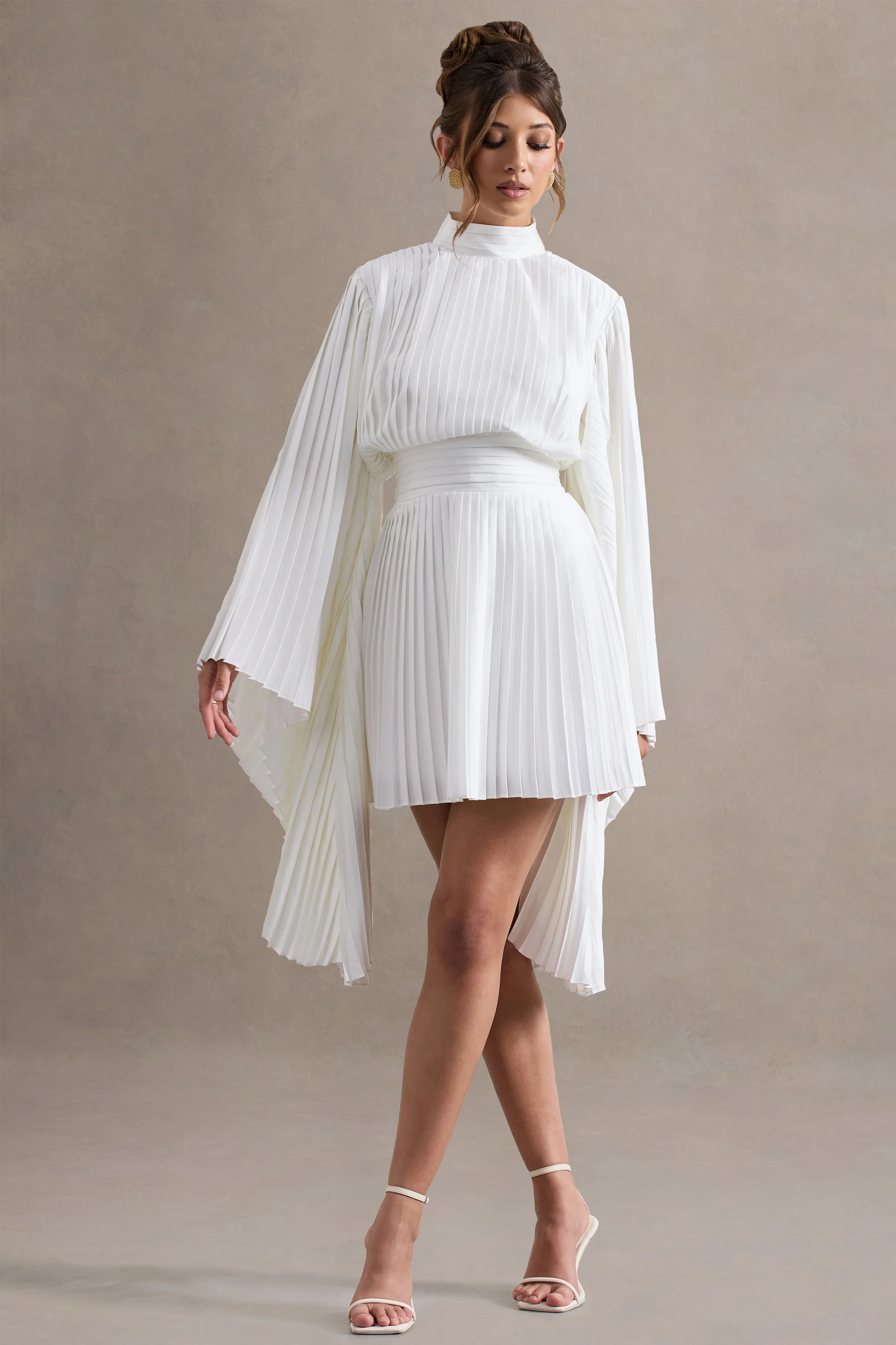 3811-charity-white-pleated-high-neck-mini-dress-with-cape-sleeves-1.webp