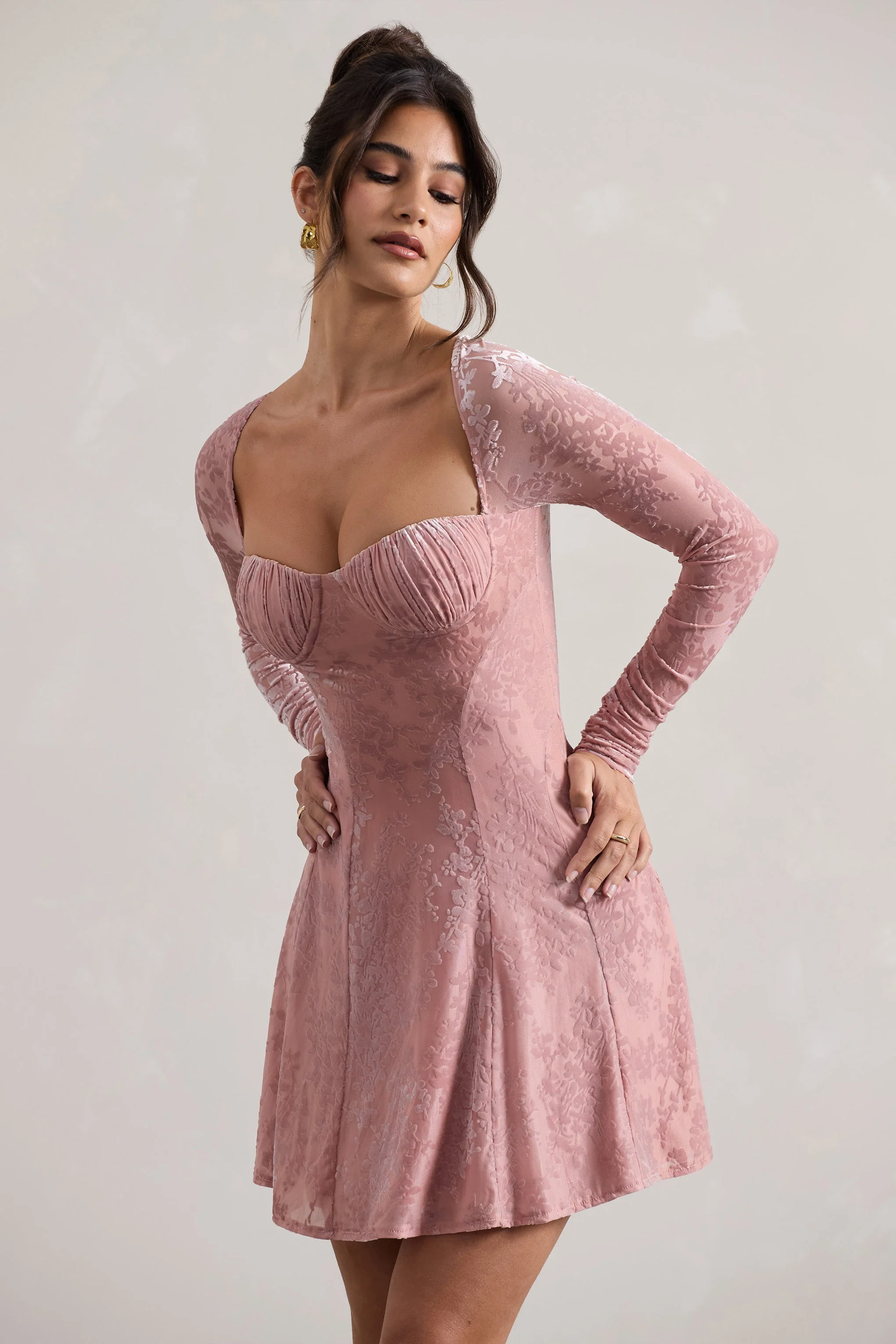 3861-evangelina-pink-long-sleeve-skater-mini-dress-1.webp