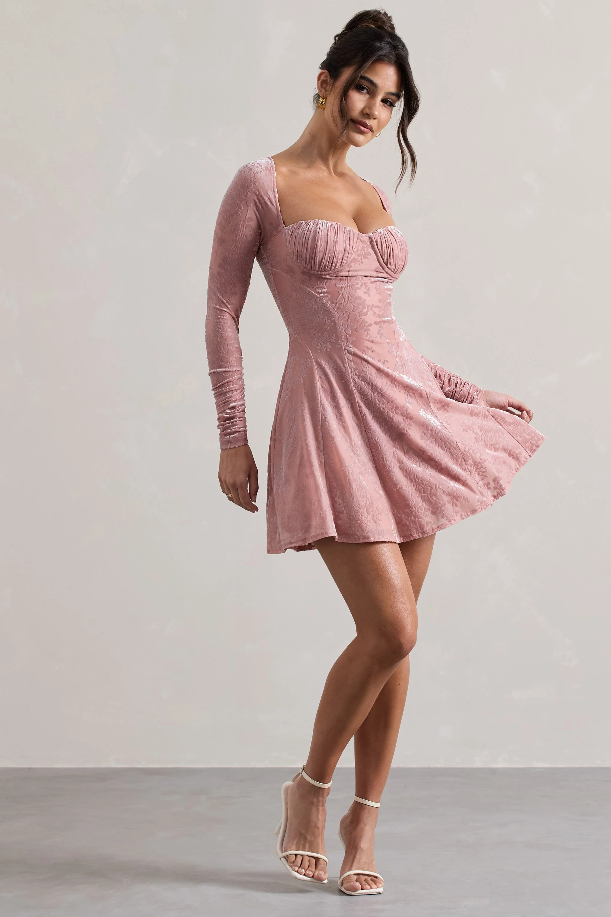 3861-evangelina-pink-long-sleeve-skater-mini-dress-1.webp