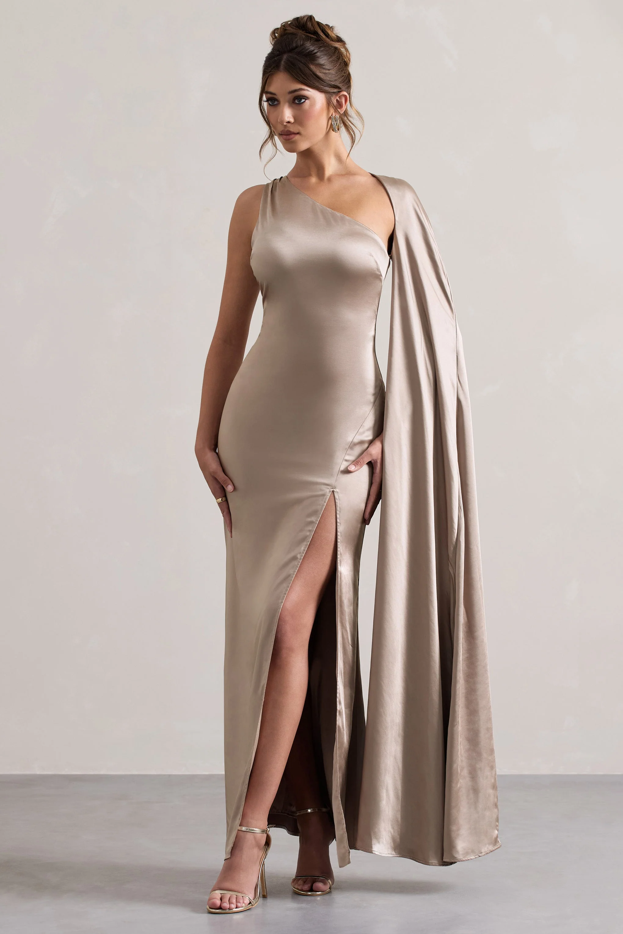 3878-gala-taupe-satin-one-shoulder-cape-sleeve-split-maxi-dress-1.webp