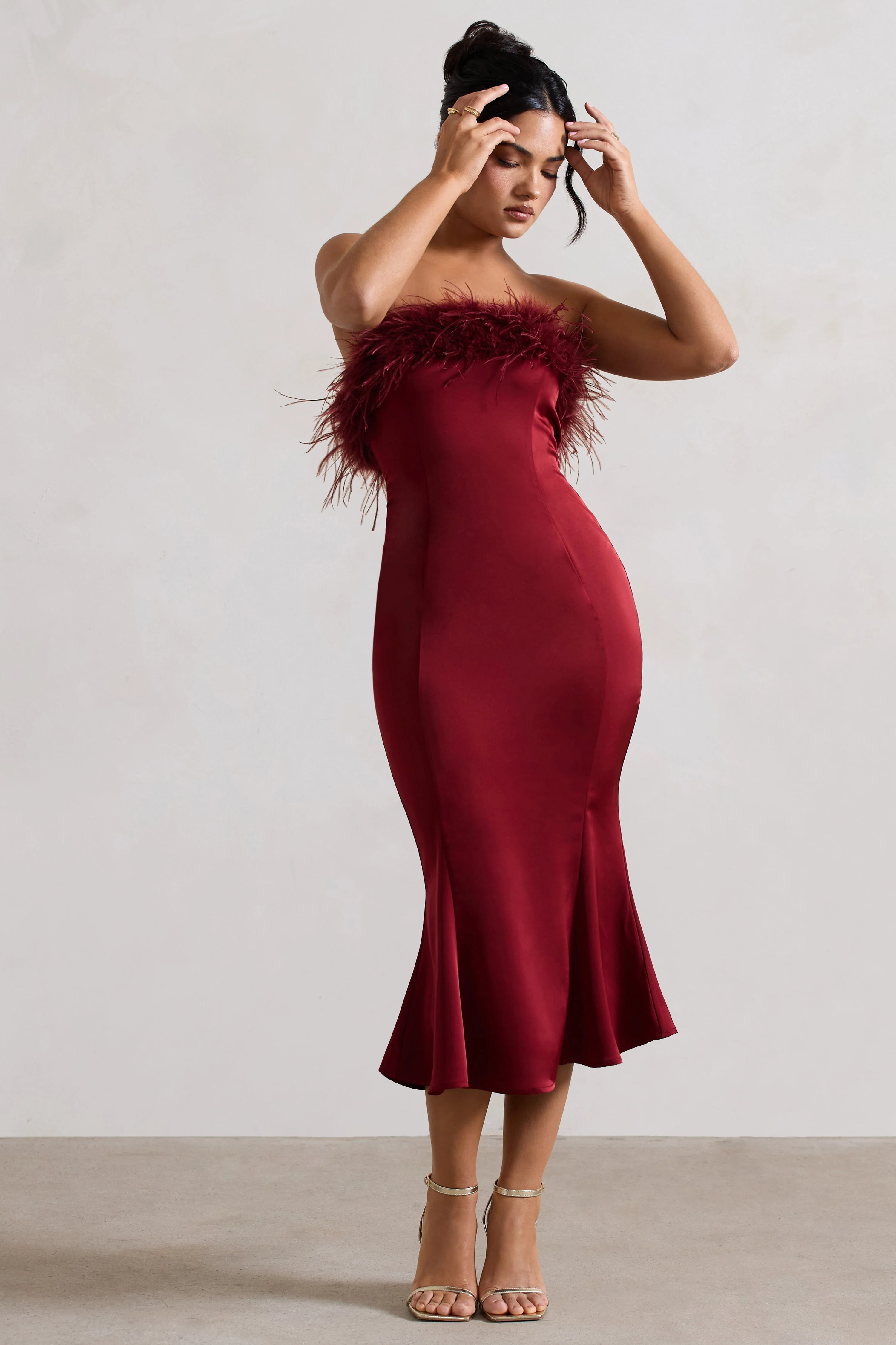 3985-one-and-only-berry-satin-feather-trim-bandeau-midi-dress-1.webp