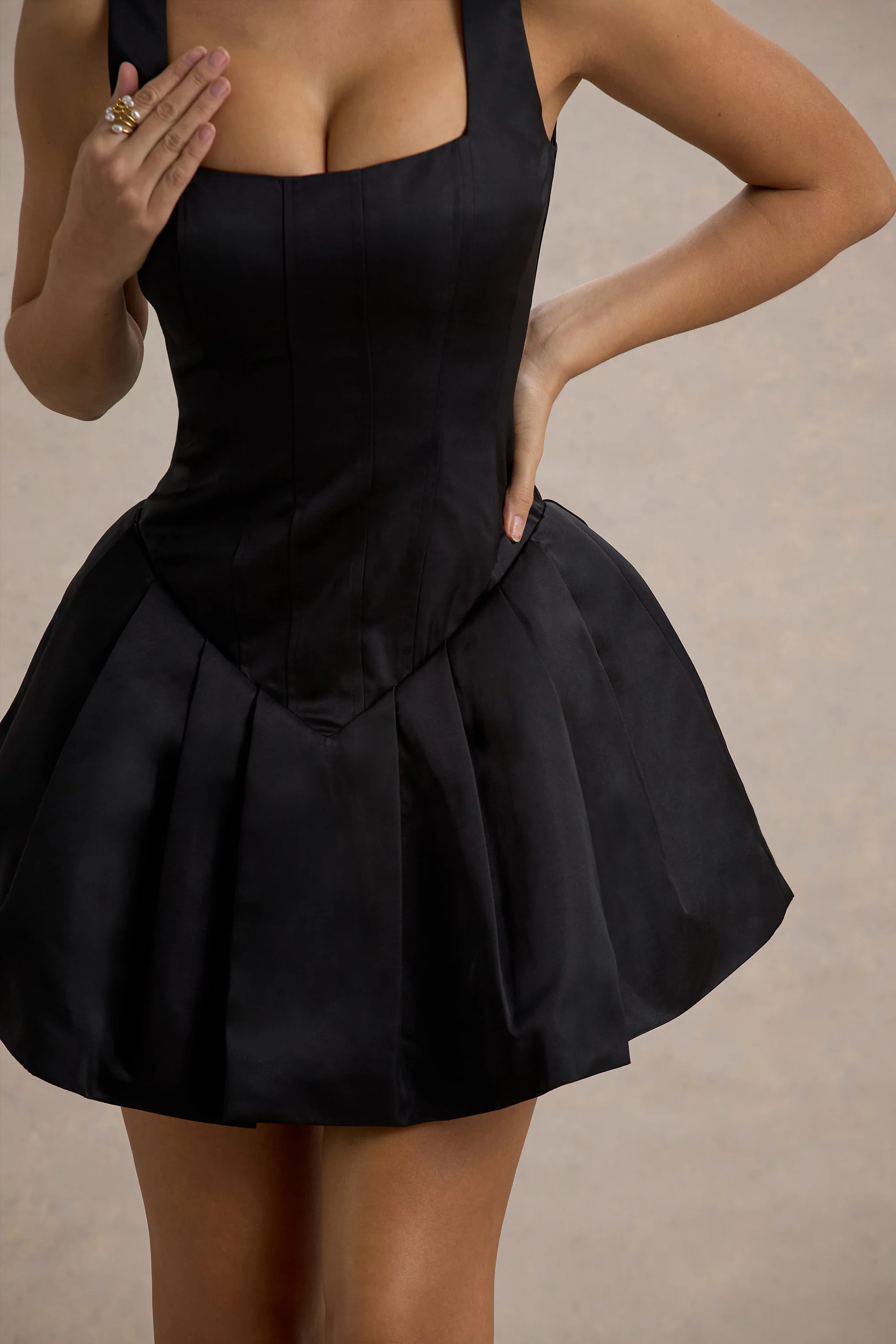 4340-bramble-black-satin-square-neck-puffball-mini-dress-1.webp