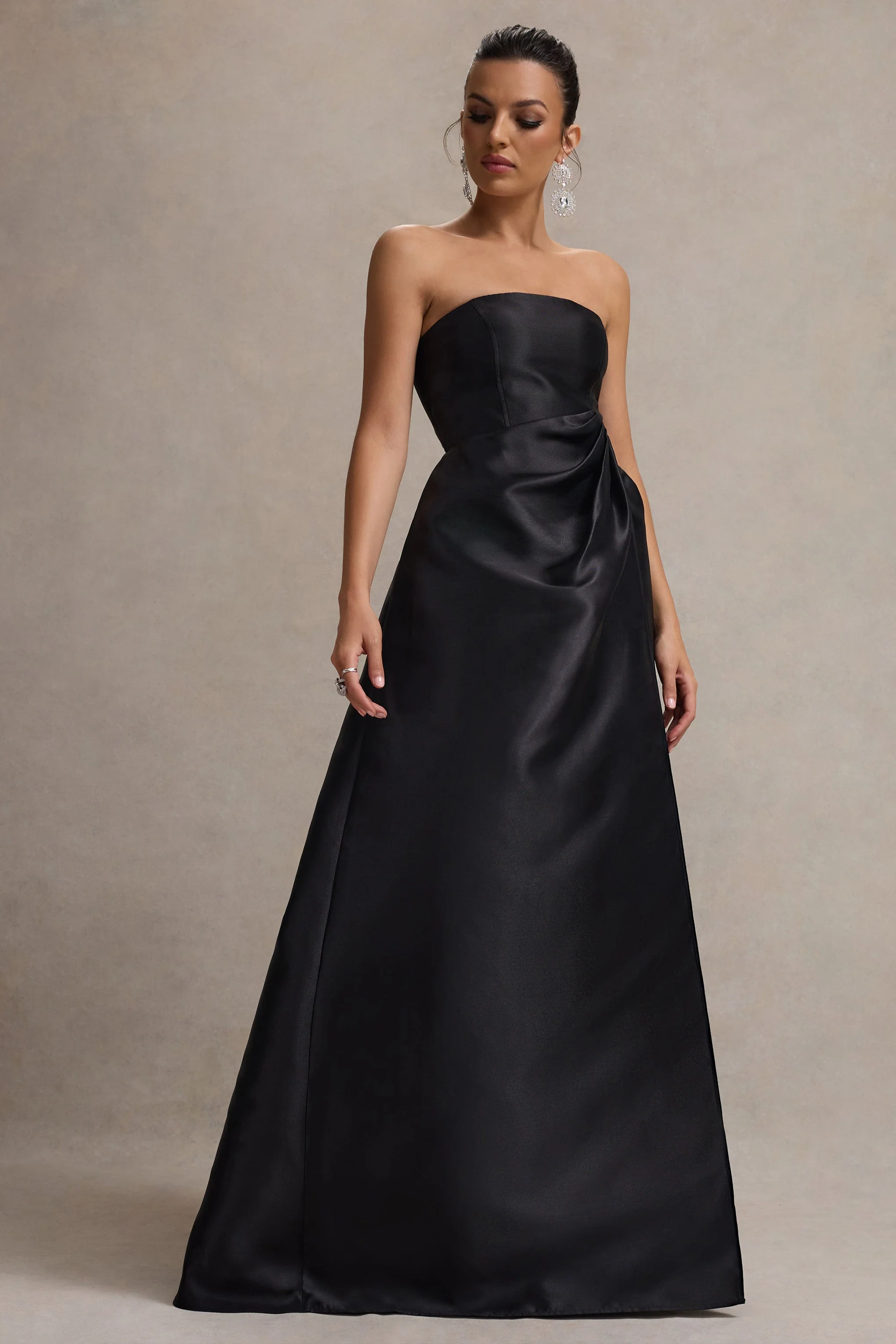 4369-universe-black-bandeau-puff-skirt-split-maxi-dress-1.webp