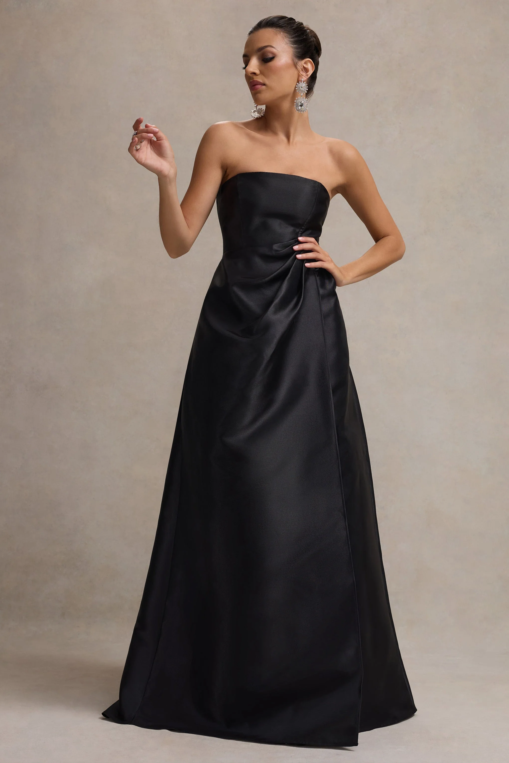 4369-universe-black-bandeau-puff-skirt-split-maxi-dress-1.webp