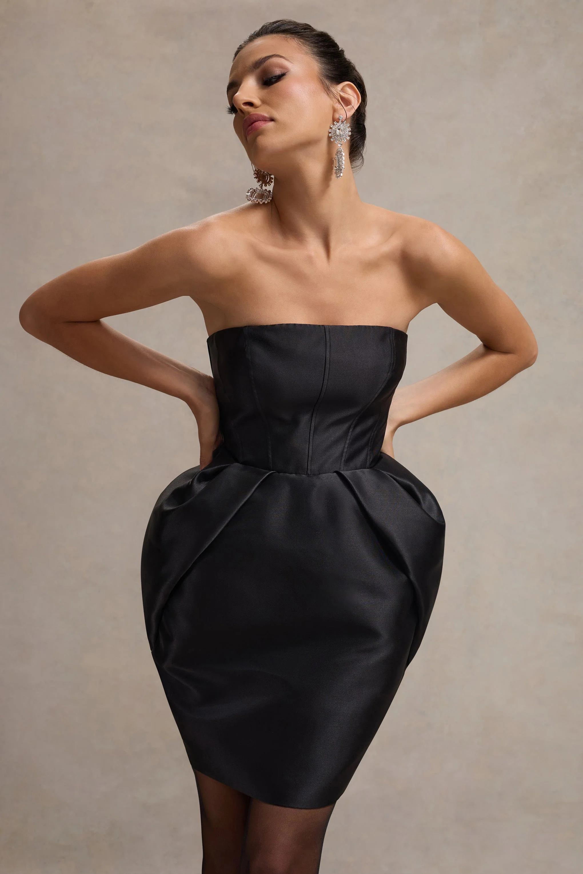 4384-lovebug-black-bandeau-mini-dress-with-tulip-skirt-1.webp