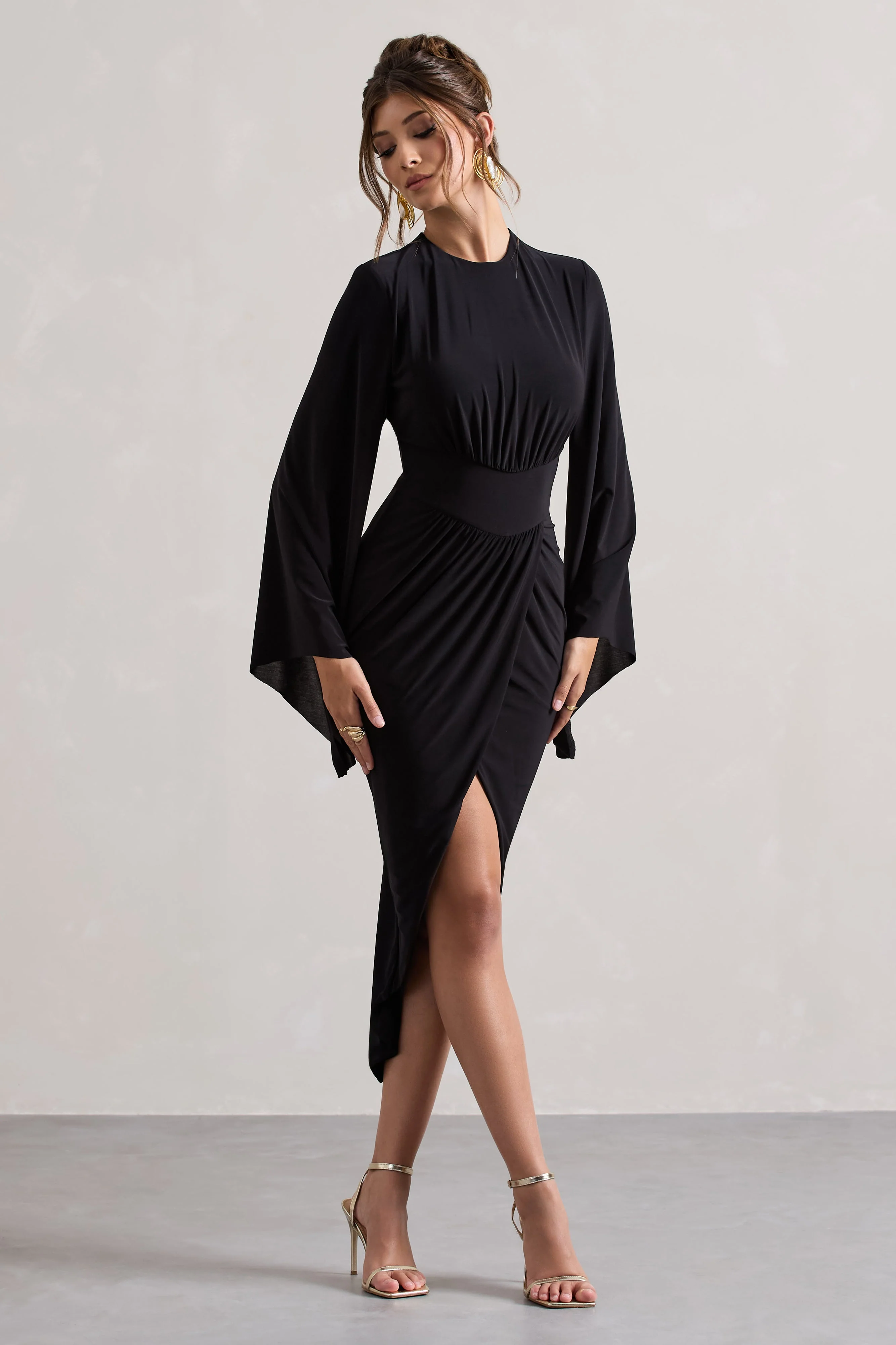 4629-lennox-black-drape-sleeve-gathered-midi-dress-1.webp