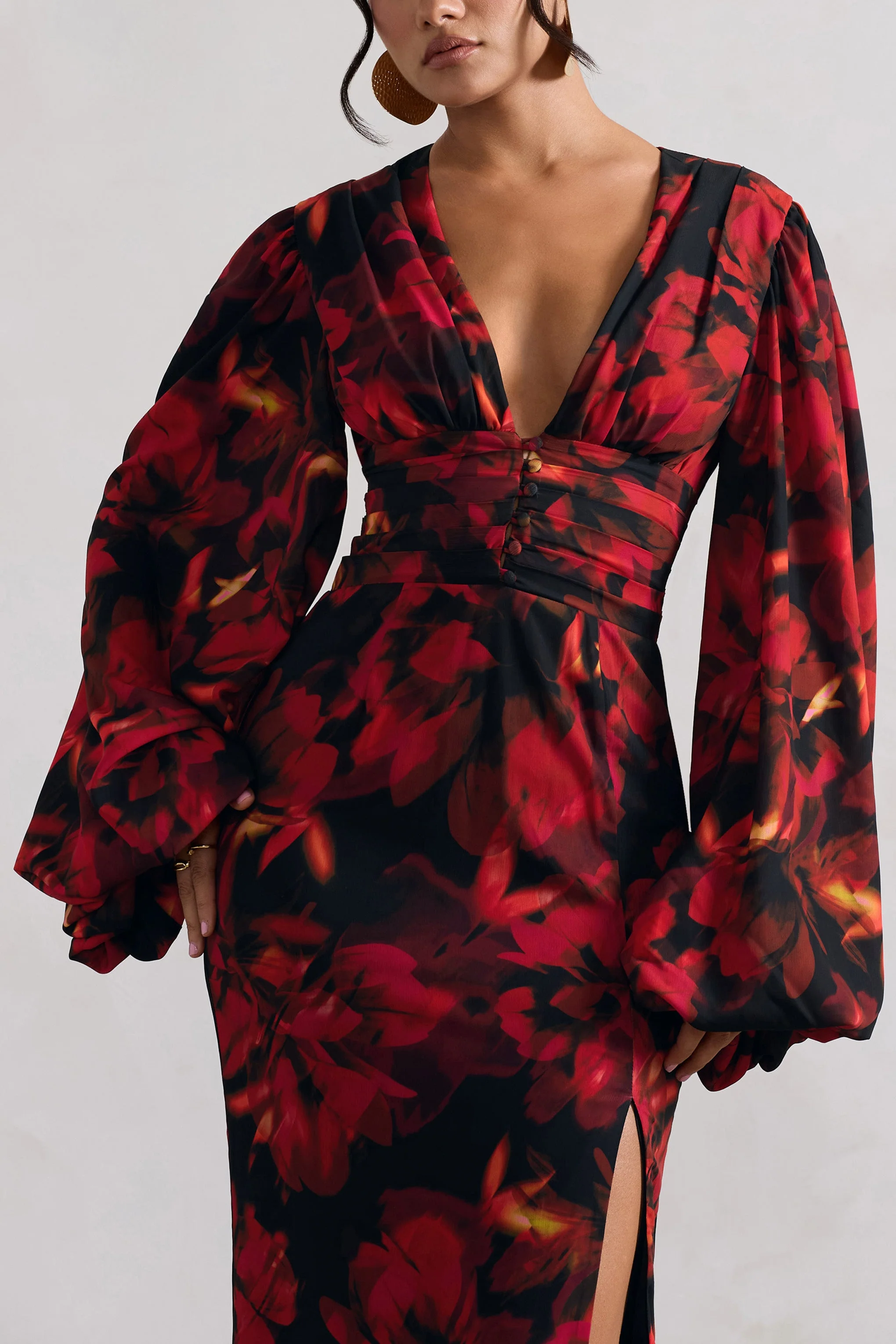 5098-casarile-red-floral-print-v-neck-balloon-sleeve-maxi-dress-1.webp