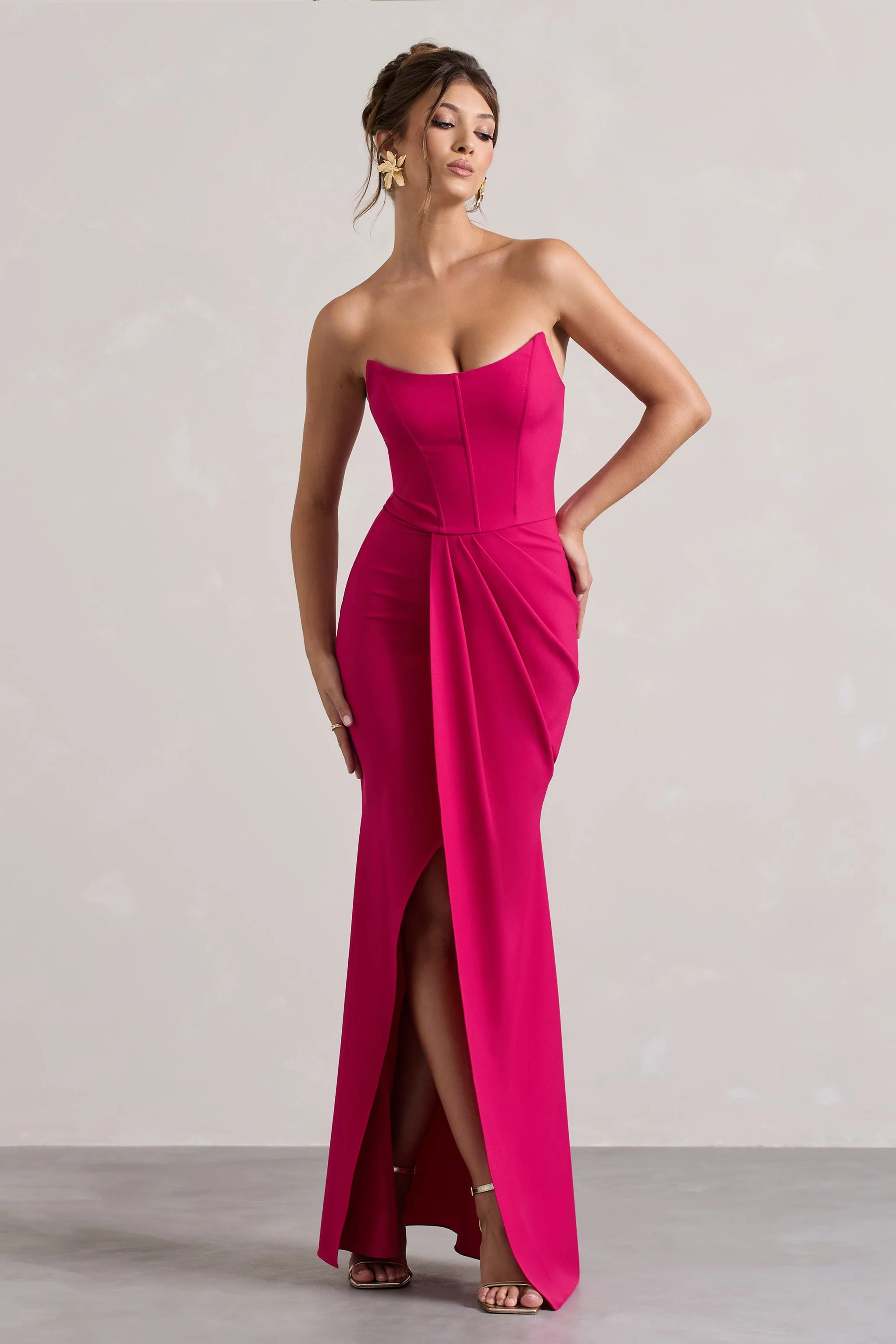 5382-brigitte-hot-pink-strapless-corset-wrap-maxi-dress-1.webp
