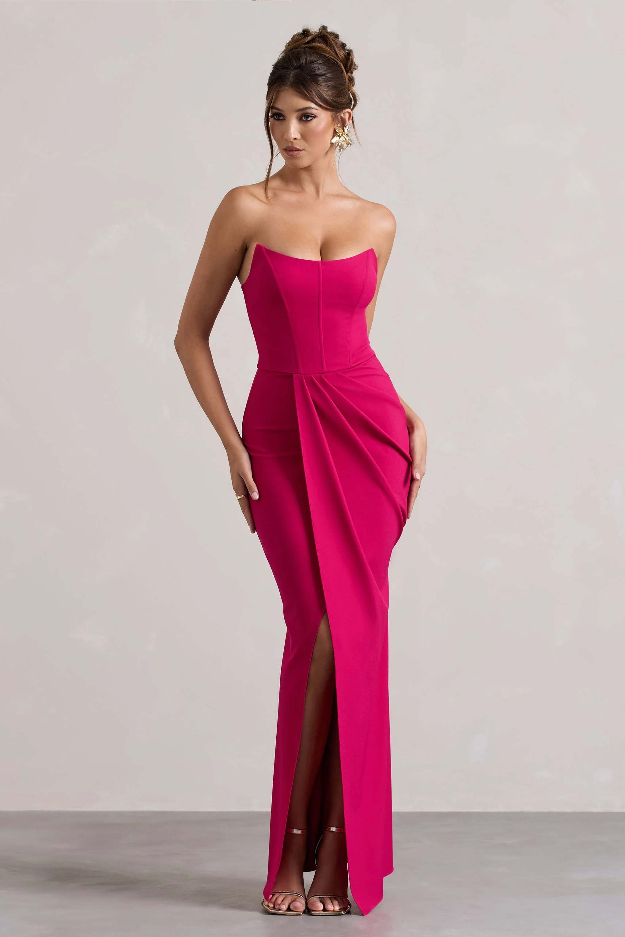 5382-brigitte-hot-pink-strapless-corset-wrap-maxi-dress-1.webp