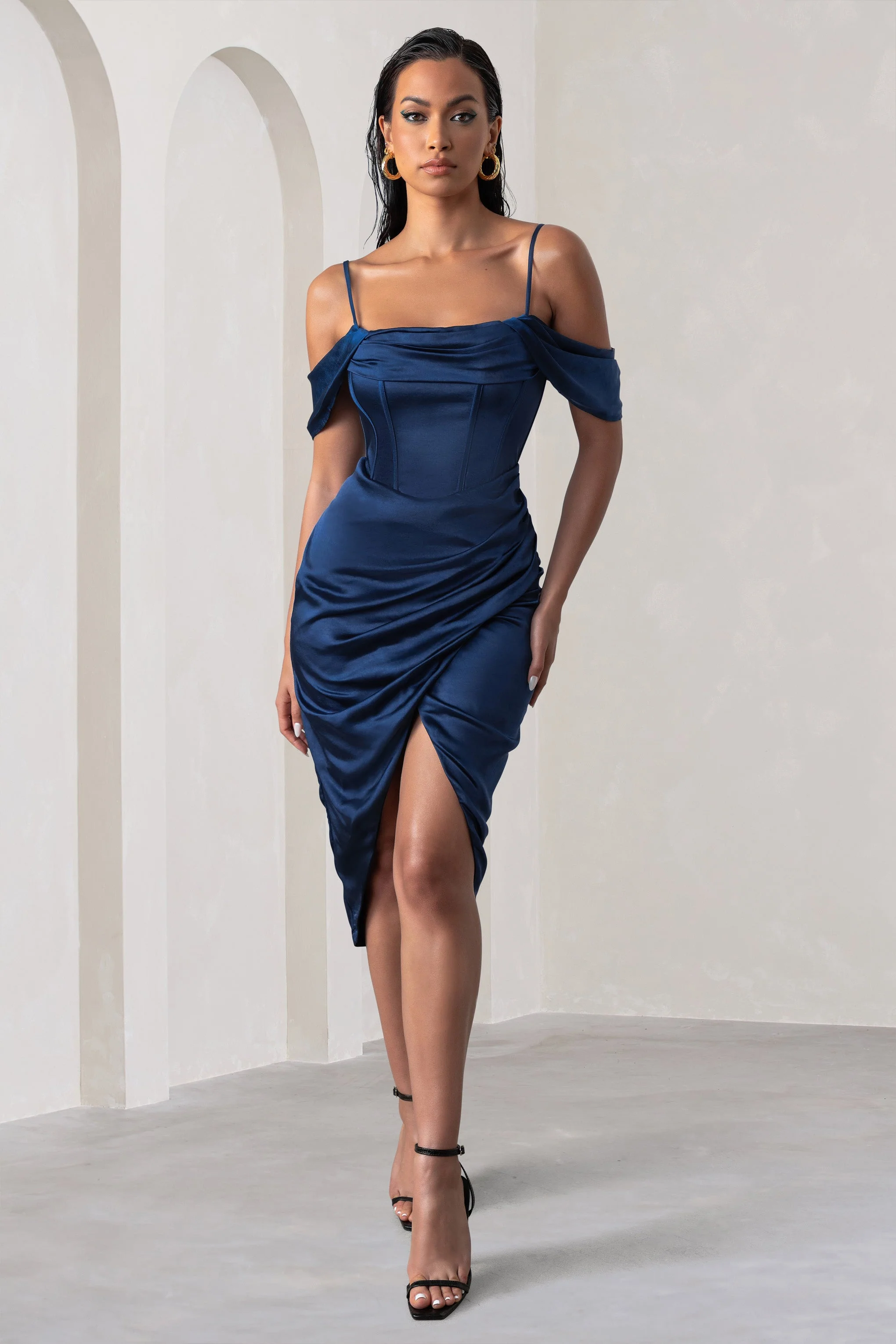 543-deserving-navy-satin-bardot-sleeve-corset-wrap-midi-dress-1.webp