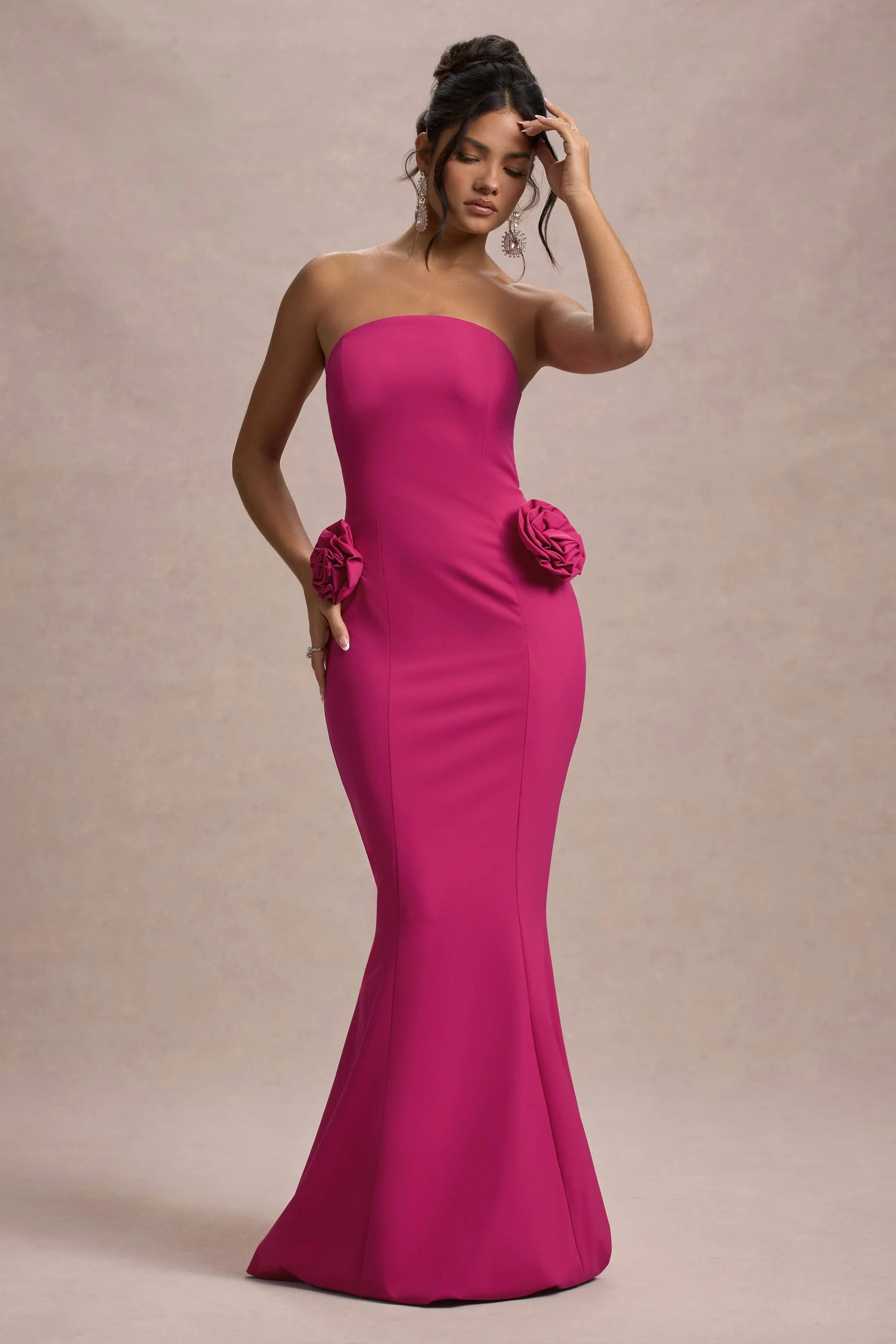 5736-best-of-the-best-dark-pink-strapless-fishtail-maxi-dress-with-corsages-1.webp