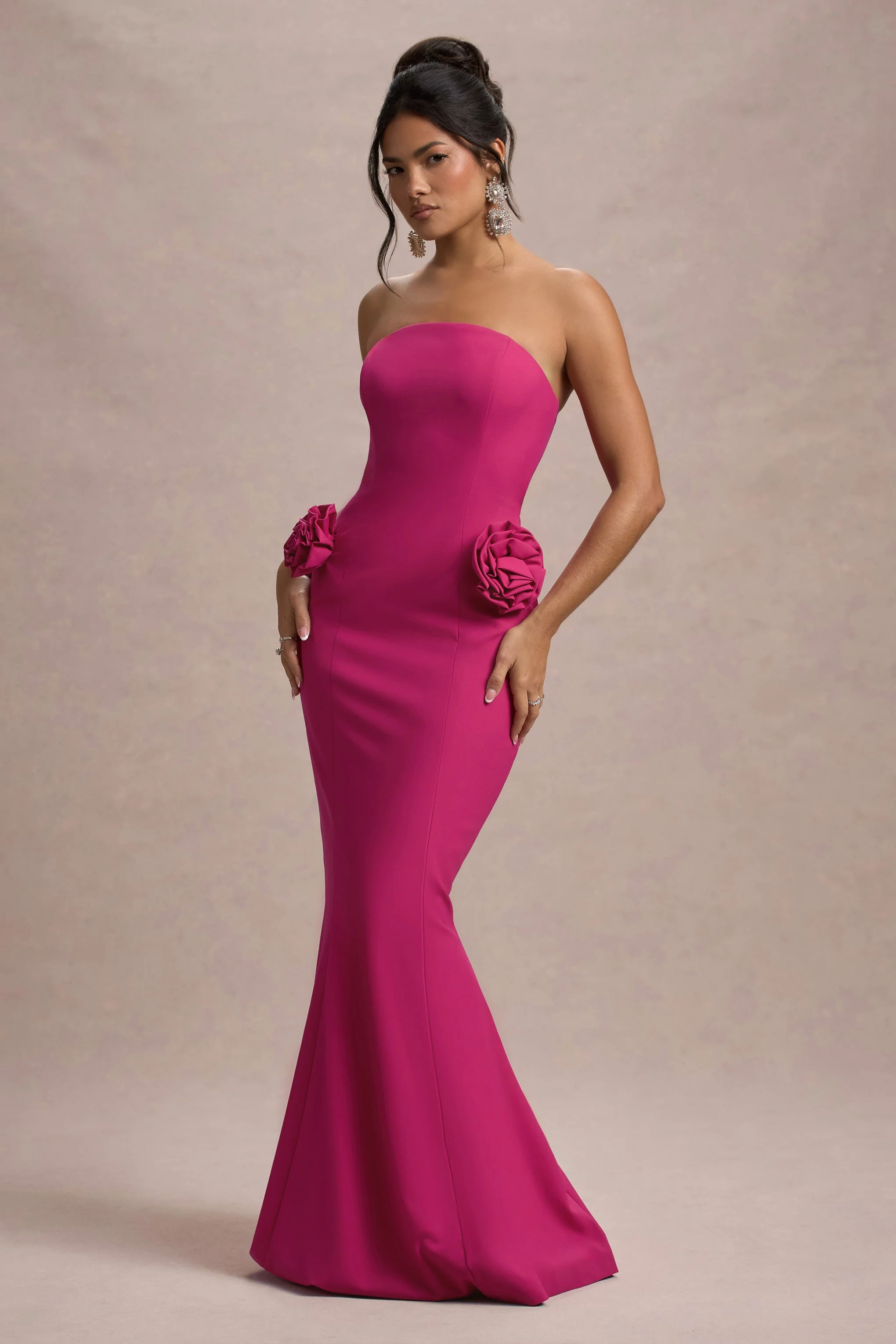 5736-best-of-the-best-dark-pink-strapless-fishtail-maxi-dress-with-corsages-1.webp