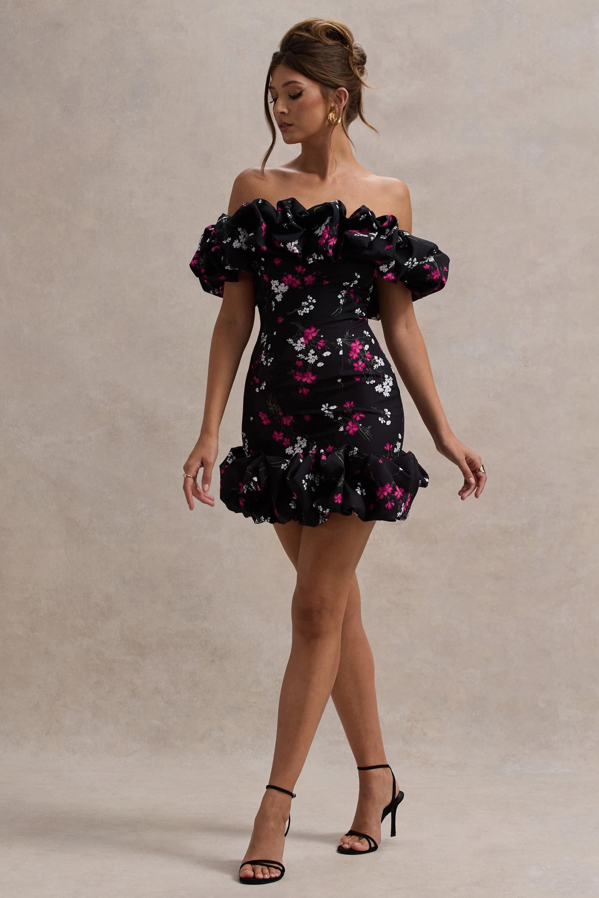 5764-lindo-black-ditsy-floral-print-ruffled-bardot-mini-dress-1.webp