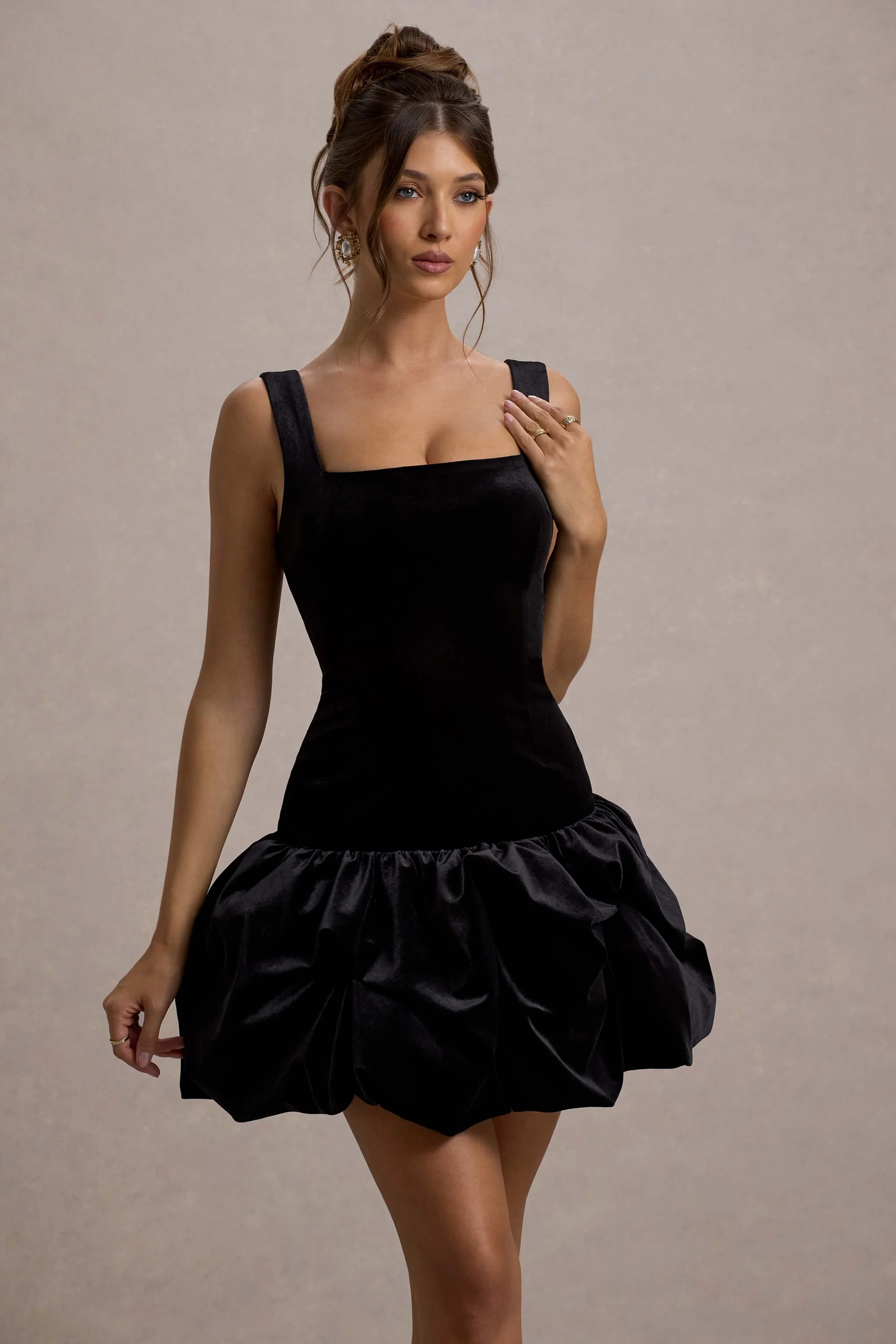 6874-sutton-black-velvet-square-neck-ruffle-hem-mini-dress-1.webp