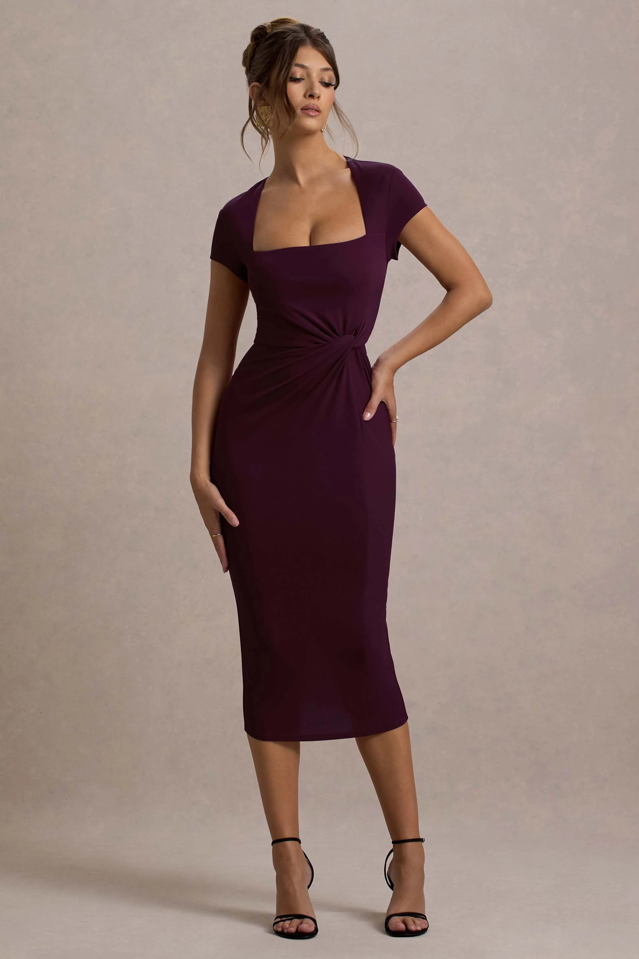 7014-lorenzie-plum-square-neck-short-sleeve-twist-midi-dress-1.webp