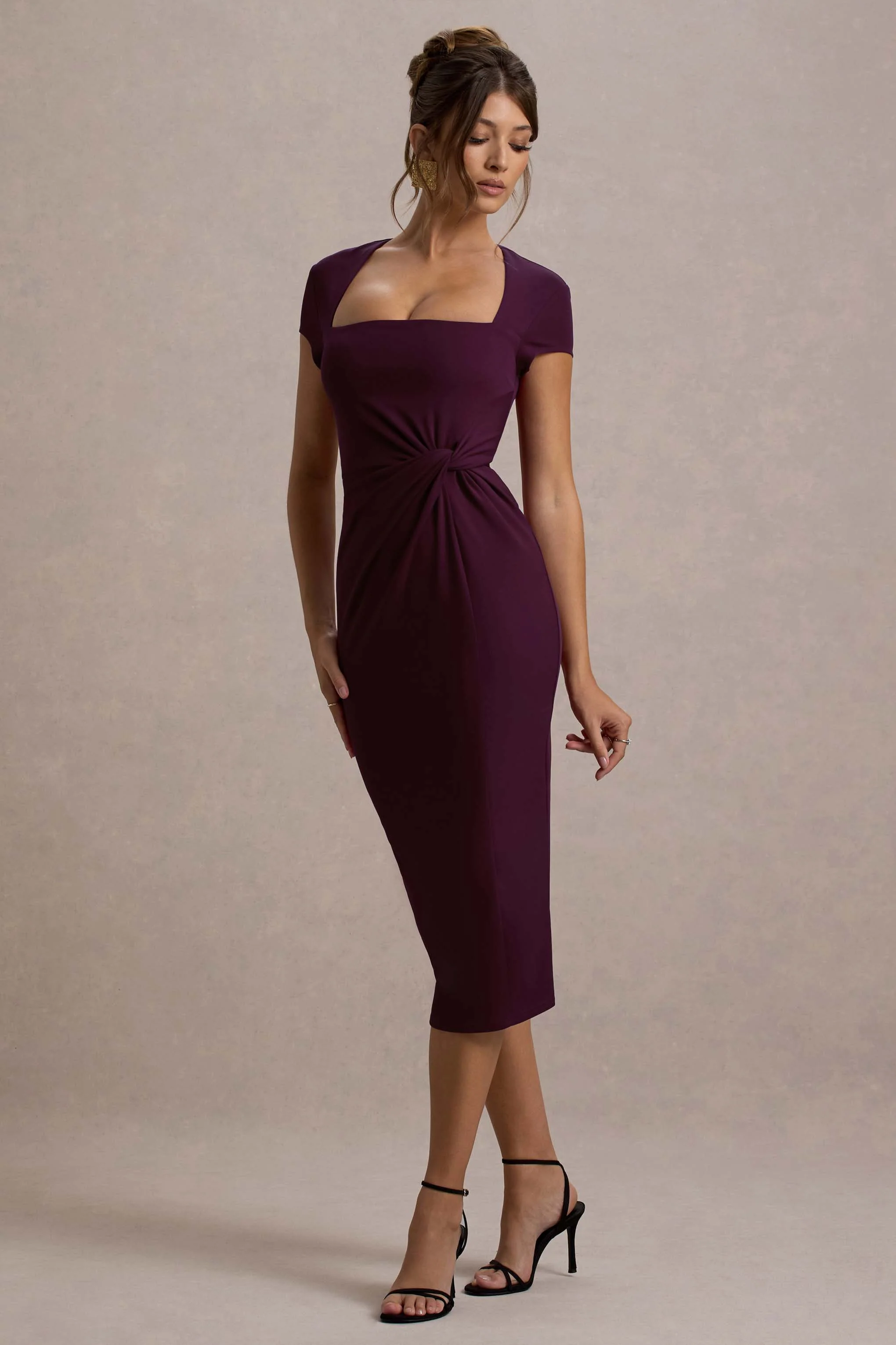 7014-lorenzie-plum-square-neck-short-sleeve-twist-midi-dress-1.webp