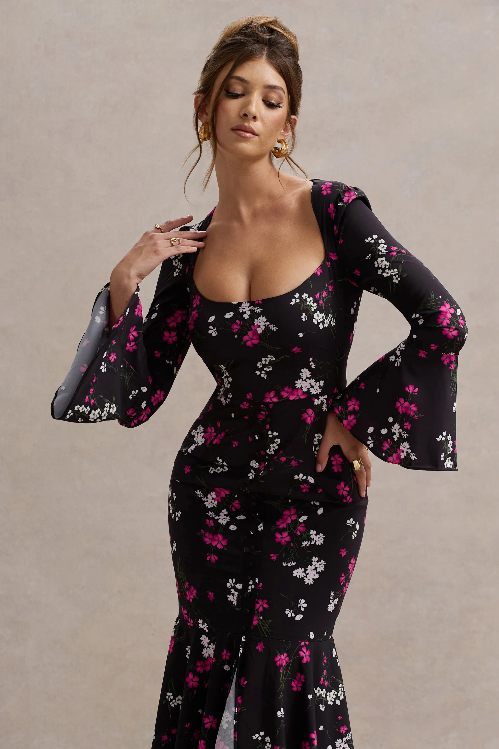 7319-catalonia-black-ditsy-floral-print-chiffon-long-sleeve-split-maxi-dress-1.webp