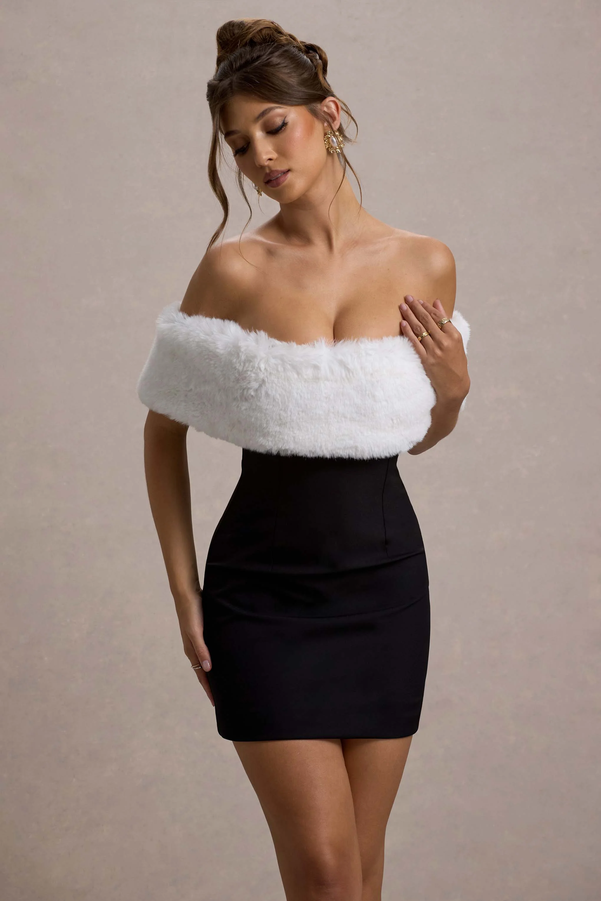 7479-little-luxe-black-bardot-mini-dress-with-white-fur-trim-1.webp