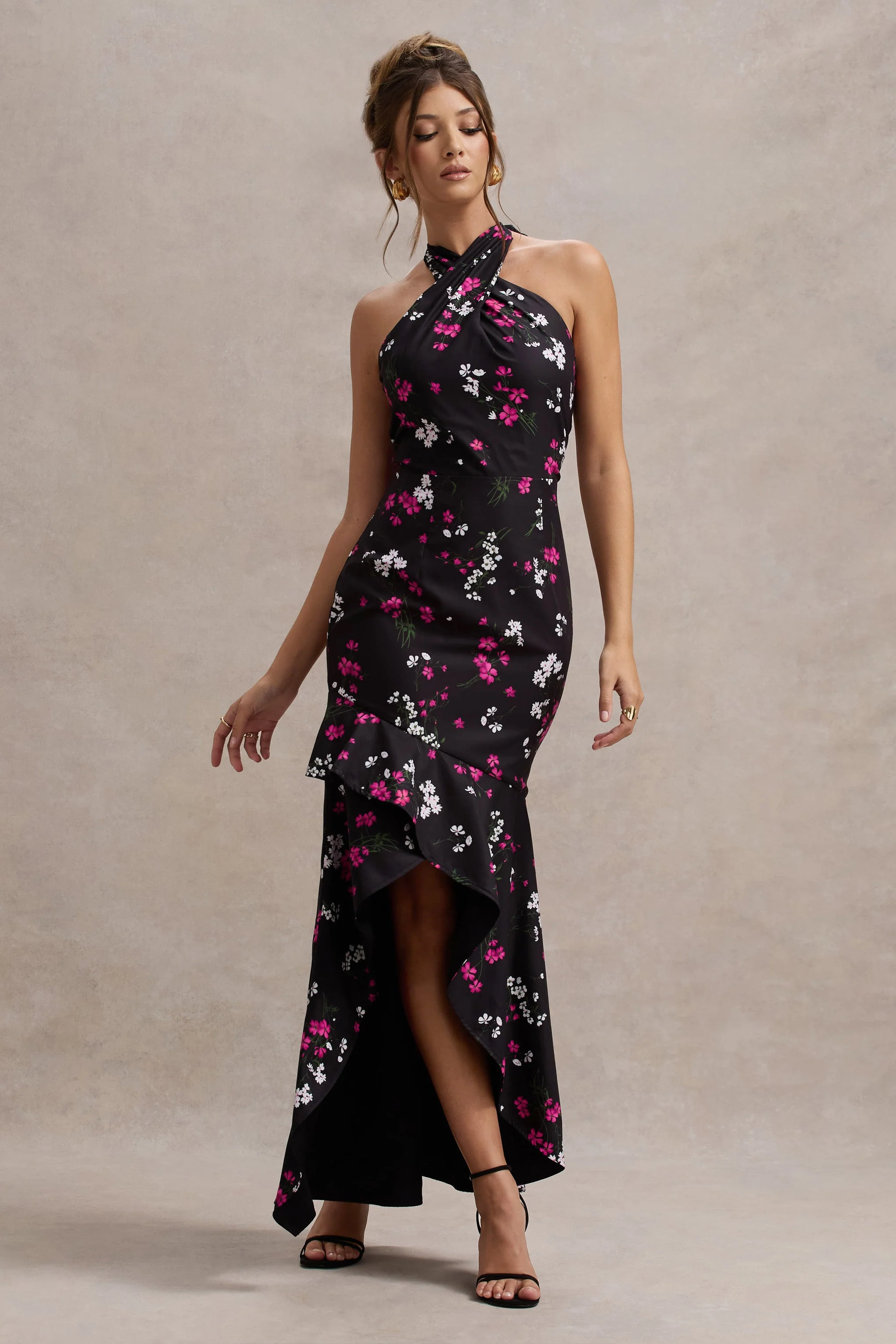 7549-melodia-black-ditsy-floral-print-satin-halter-neck-ruffled-maxi-dress-1.webp