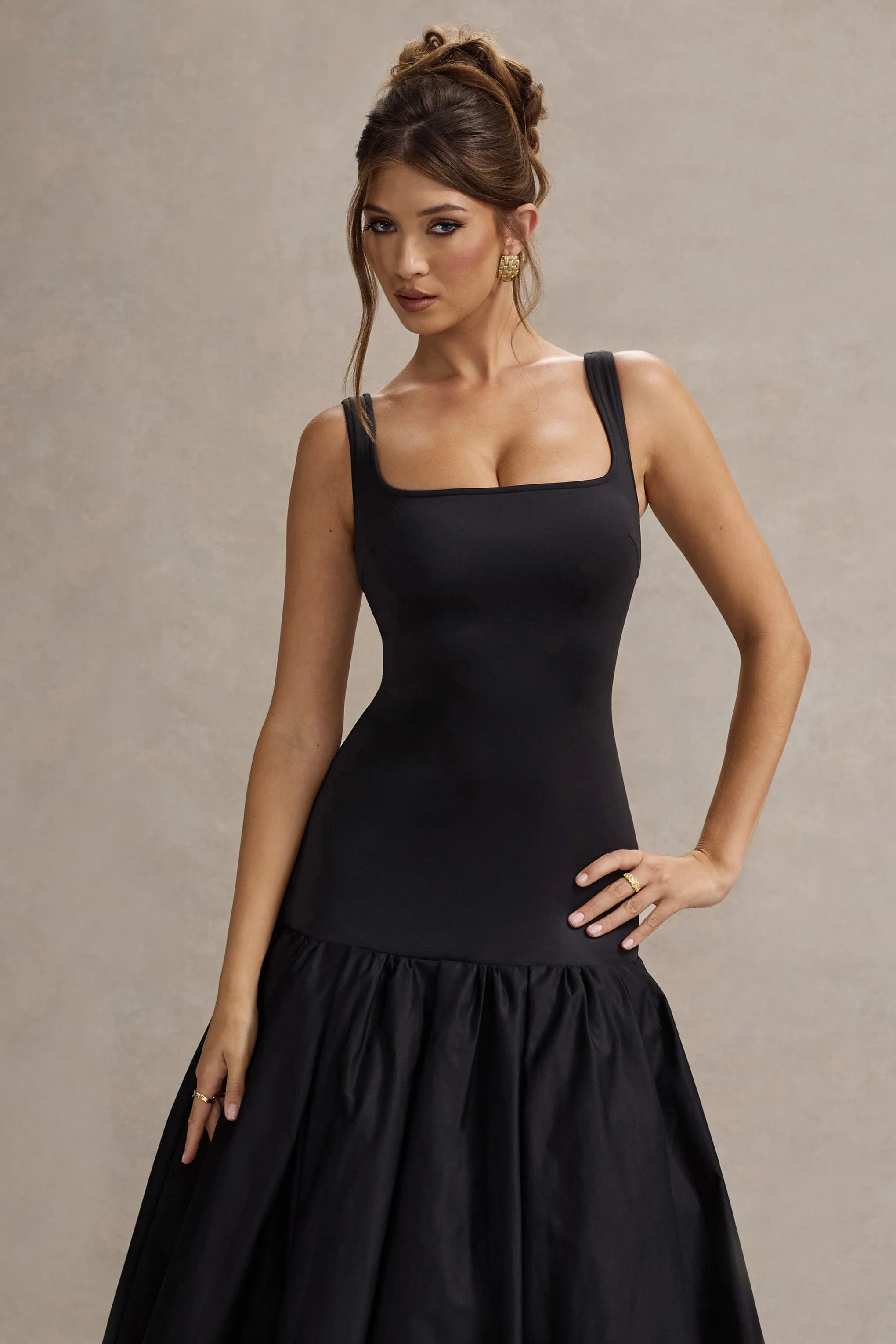 7606-parida-black-poplin-drop-waist-midi-dress-with-peplum-hem-1.webp
