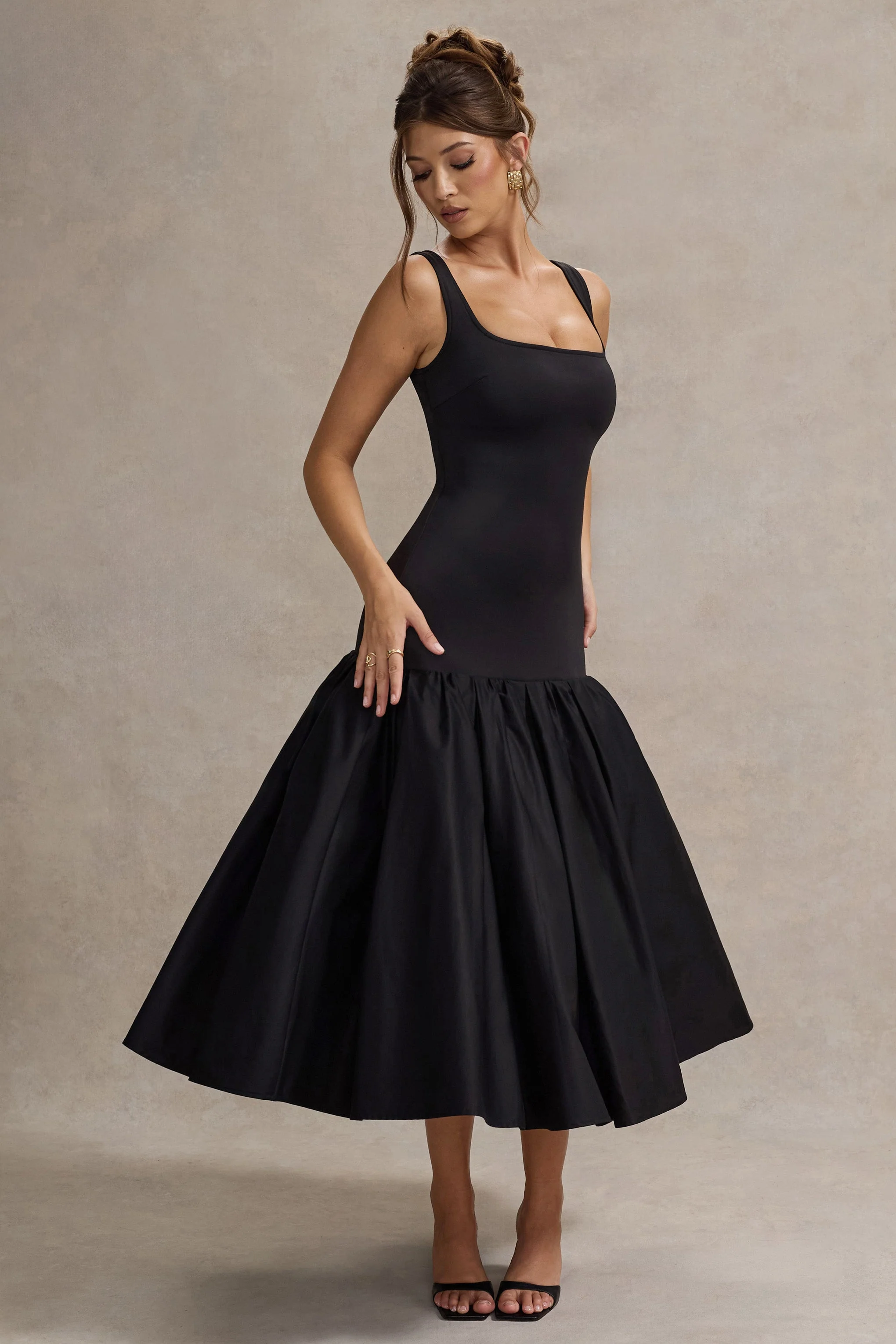 7606-parida-black-poplin-drop-waist-midi-dress-with-peplum-hem-1.webp