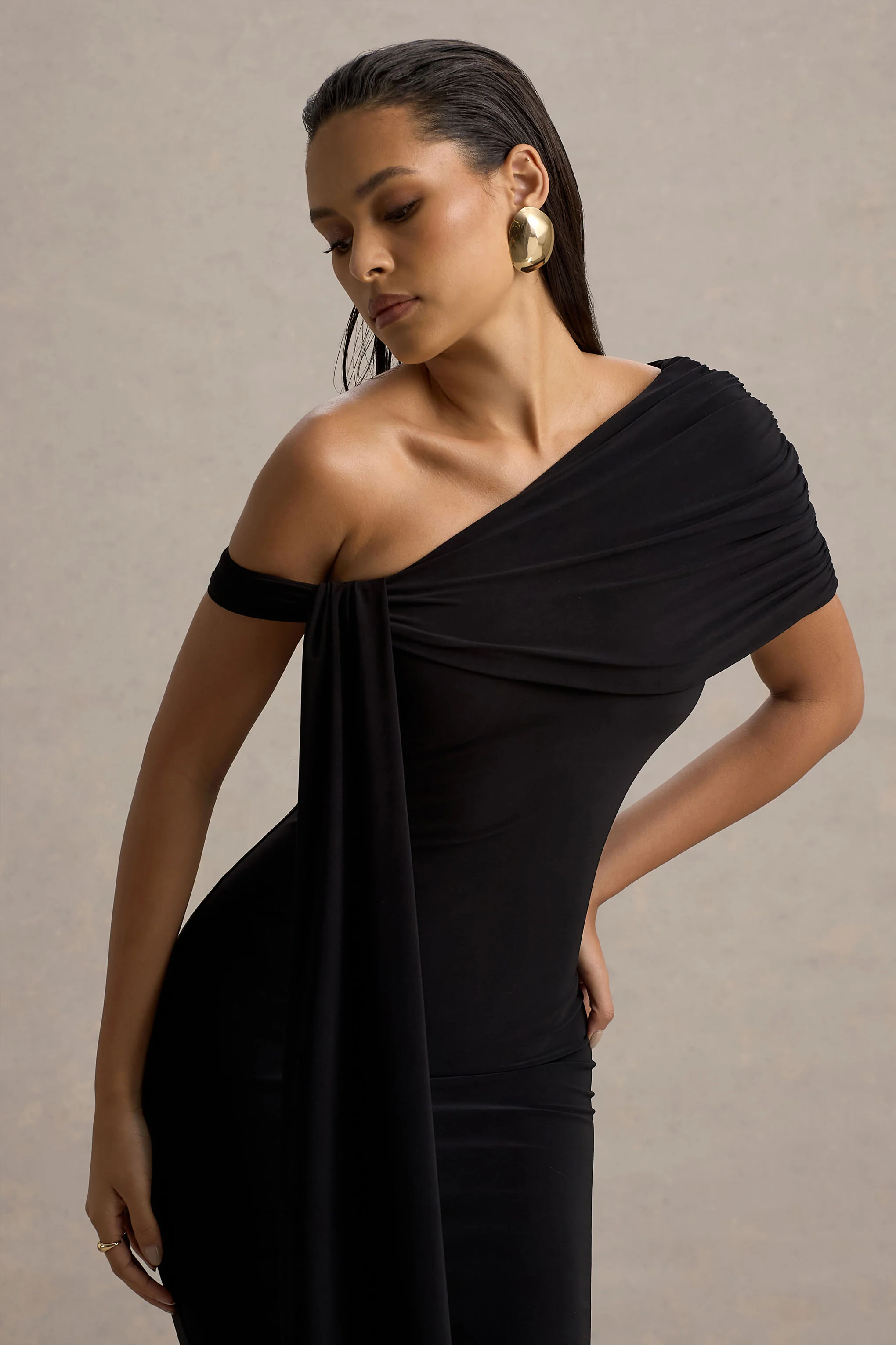 8354-vallea-black-one-shoulder-draped-midi-dress-1.webp