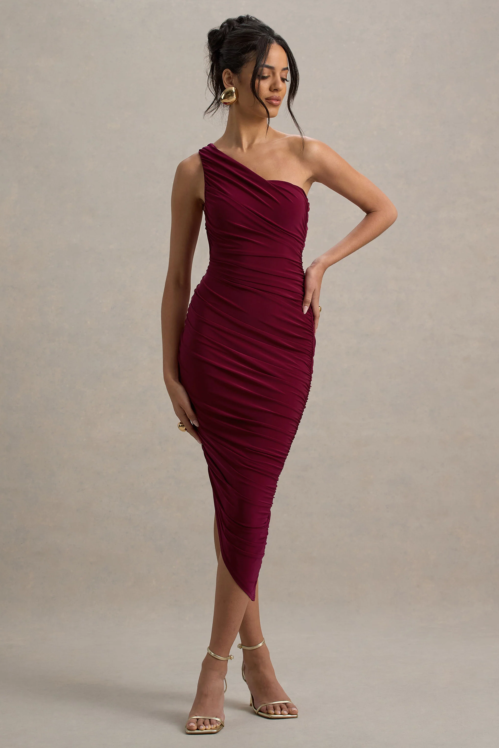 8801-dorit-burgundy-one-shoulder-asymmetric-ruched-midi-dress-1.webp