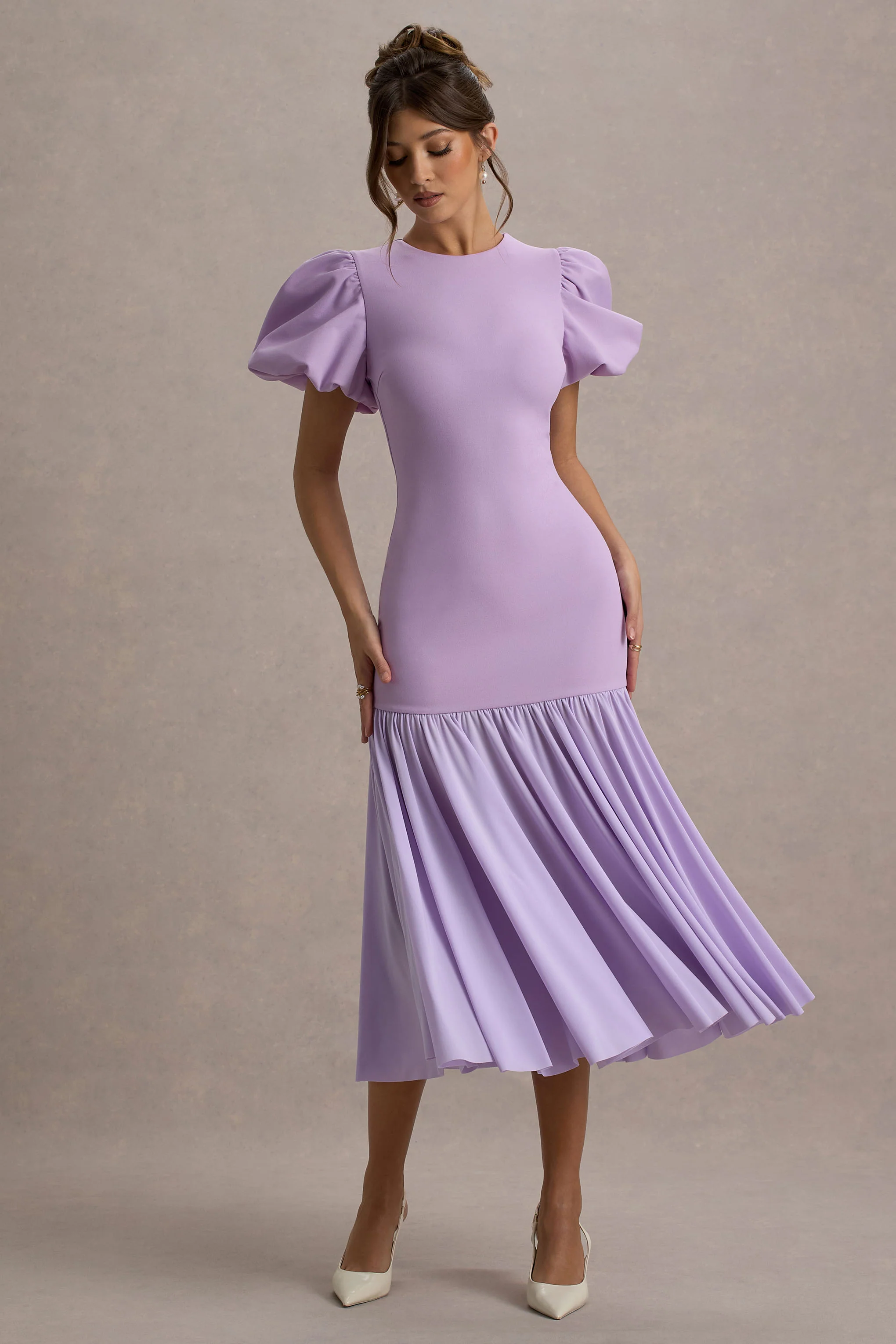 8920-cinzia-lilac-puff-sleeve-volume-hem-midi-dress-1.webp