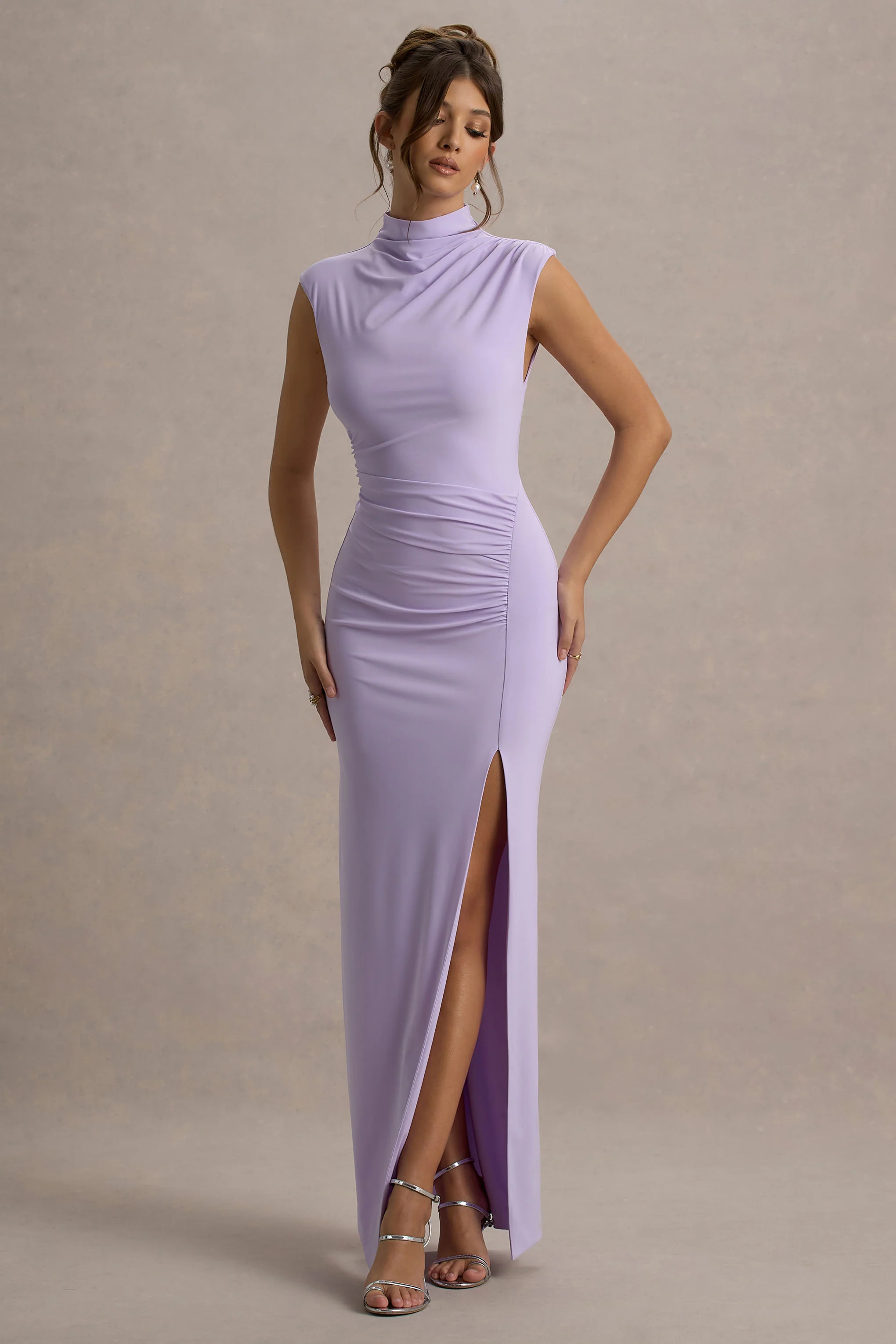 9339-lanetta-lilac-ruched-high-neck-maxi-dress-with-split-1.webp