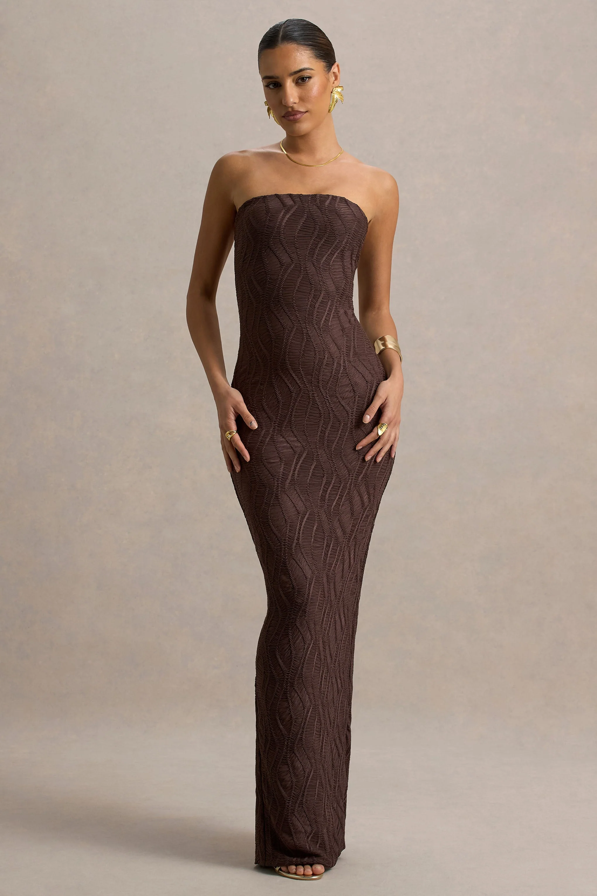 9637-lorela-brown-bodycon-bandeau-maxi-dress-1.webp